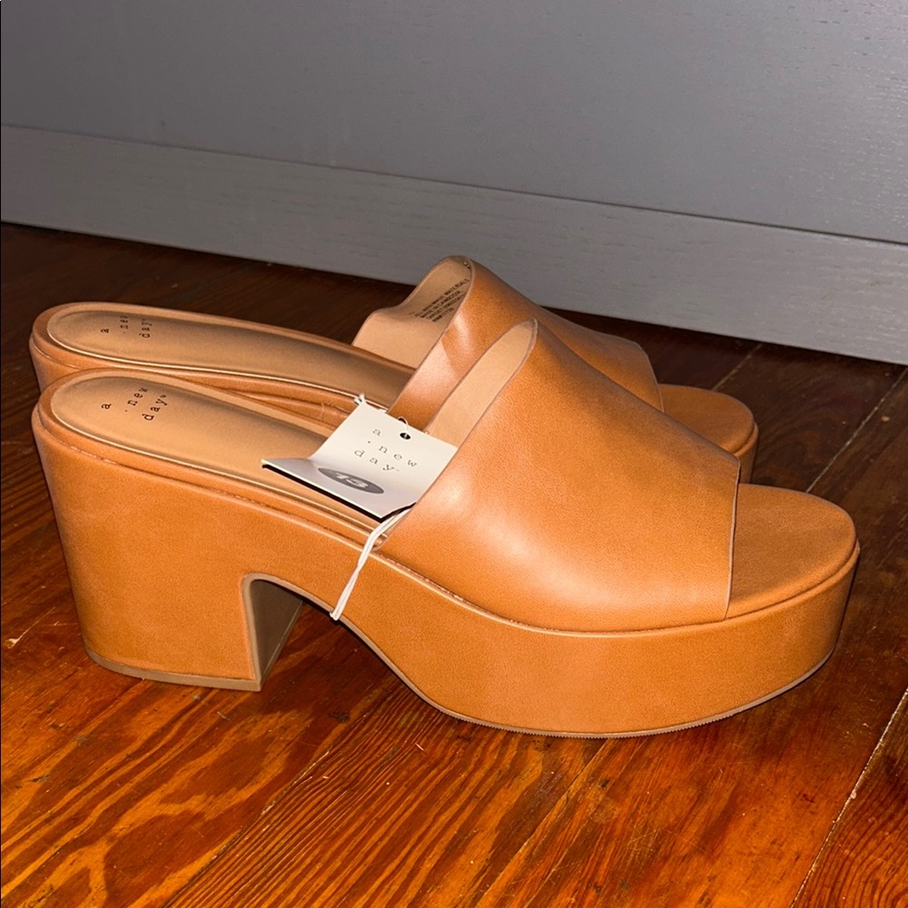 Women's A New Day Tan Platform Mules Size 13